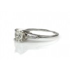 1.21 Cts Round Cut Diamond with Baguette Set Band Engagement Ring Set in Platinum